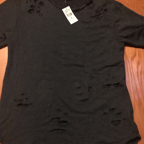 Oversized Distressed Tunic Charcoal Dress - Picture 6 of 6